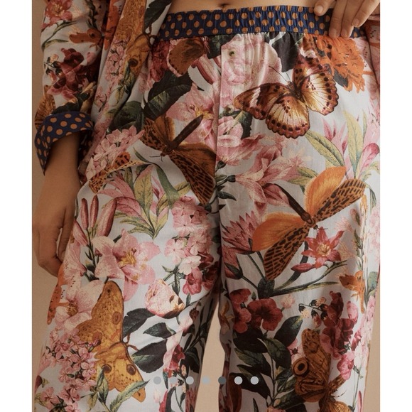 Anthropologie LyreBird Pajama Set Top Bottom Pant Extra Large XL Flannel Blue